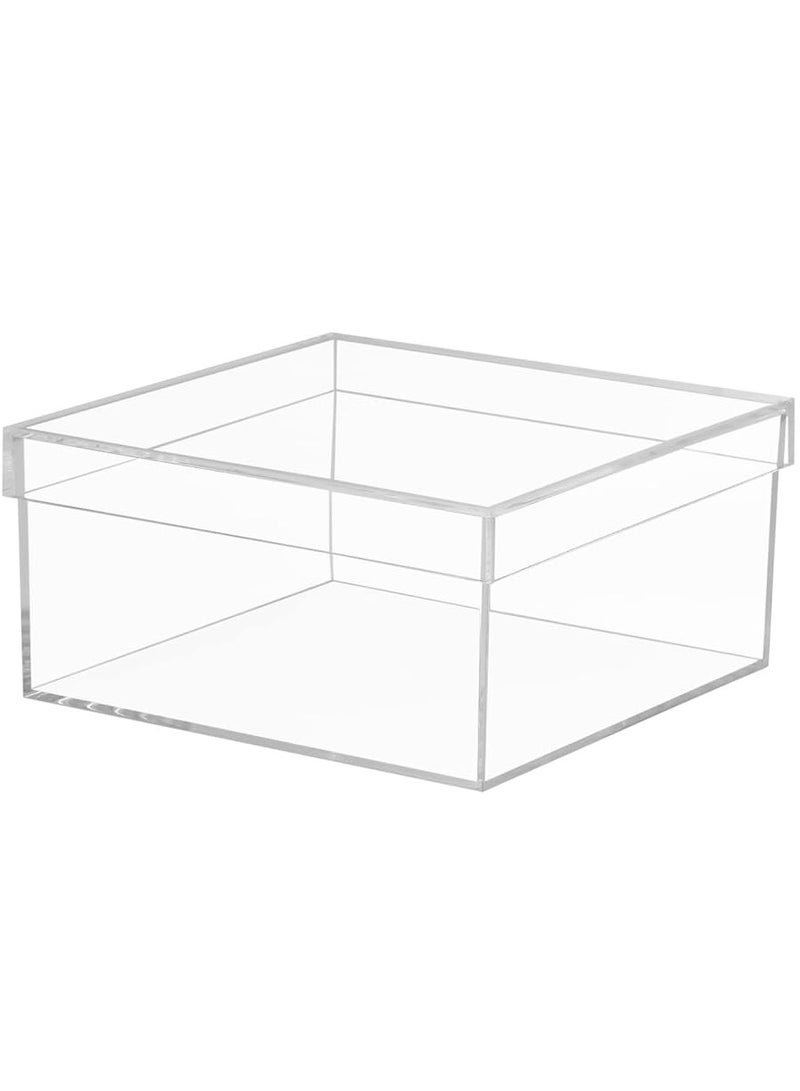 Acrylic Storage Box with Lid, Cube Organizer for Candy, Cookies, Coins, Tea, Cosmetics, Jewelry and Accessories - Durable Clear Plastic Container, Baskets, Bins & Containers for Home - Image 1