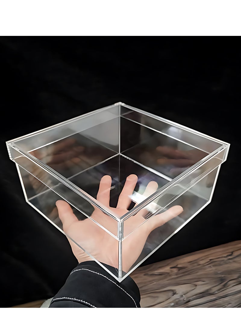 Acrylic Storage Box with Lid, Cube Organizer for Candy, Cookies, Coins, Tea, Cosmetics, Jewelry and Accessories - Durable Clear Plastic Container, Baskets, Bins & Containers for Home - Image 4