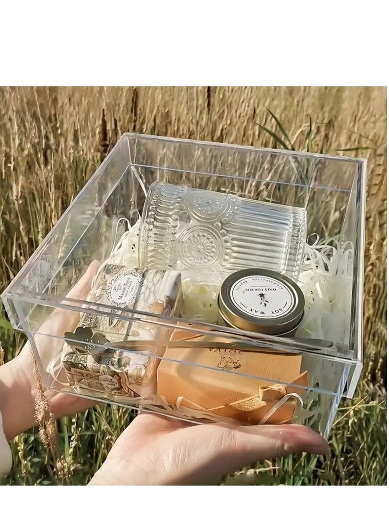 Acrylic Storage Box with Lid, Cube Organizer for Candy, Cookies, Coins, Tea, Cosmetics, Jewelry and Accessories - Durable Clear Plastic Container, Baskets, Bins & Containers for Home - Image 5