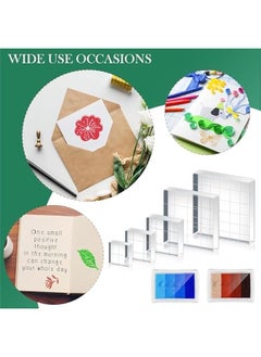Arabest 22-Piece Acrylic Stamp Block Set with 6 Clear Blocks, 4 Transparent Silicone Seals, and 12 Craft Ink Pads for Scrapbooking and Card Making  - Image 5