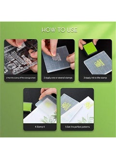 Arabest 22-Piece Acrylic Stamp Block Set with 6 Clear Blocks, 4 Transparent Silicone Seals, and 12 Craft Ink Pads for Scrapbooking and Card Making  - Image 4