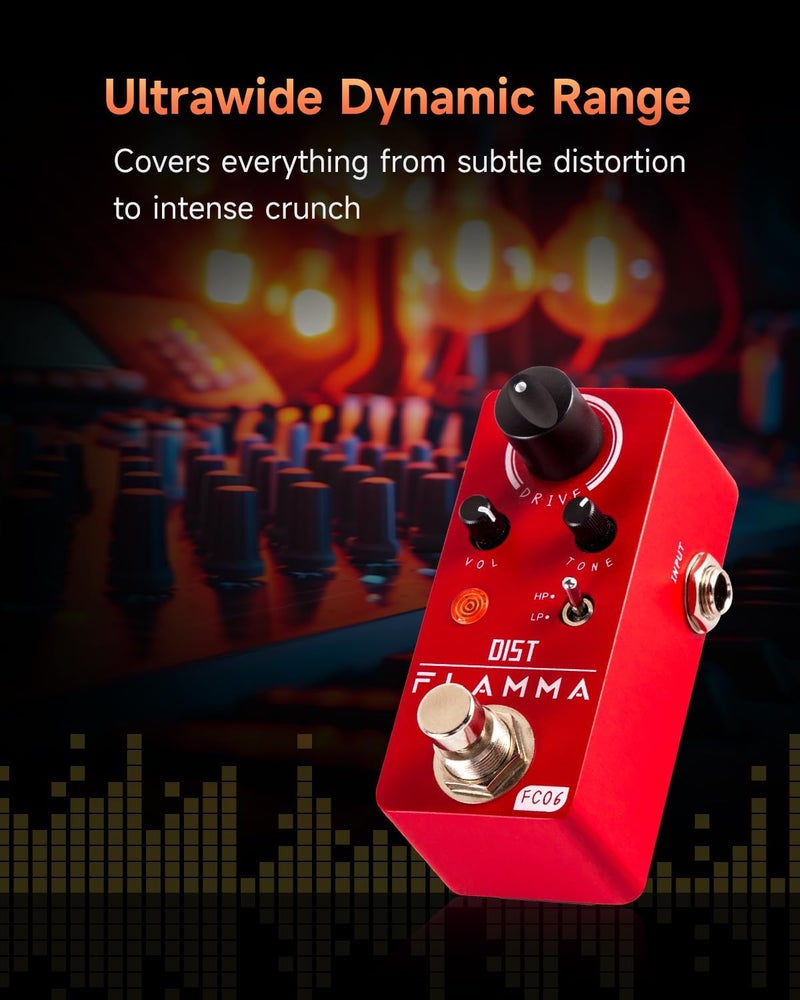 FLAMMA FC06 Distortion Guitar Pedal Electric Guitar Effects with 2 Modes: Boost & Drive (HP/LP), Mini Analog Guitar Pedal, True Bypass - Image 3