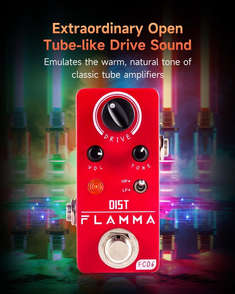 FLAMMA FC06 Distortion Guitar Pedal Electric Guitar Effects with 2 Modes: Boost & Drive (HP/LP), Mini Analog Guitar Pedal, True Bypass - Image 5