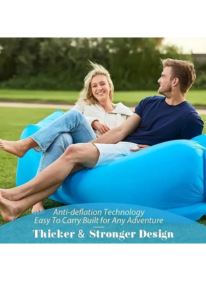 Green Inflatable Lounger Air Sofa Hammock Portable Camping Sofa Lightweight Design Durable Outdoor Seating Easy Storage Travel Backyard Relax - Image 1