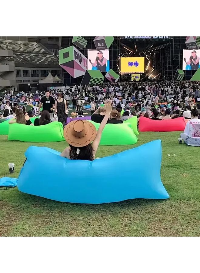 Green Inflatable Lounger Air Sofa Hammock Portable Camping Sofa Lightweight Design Durable Outdoor Seating Easy Storage Travel Backyard Relax - Image 2