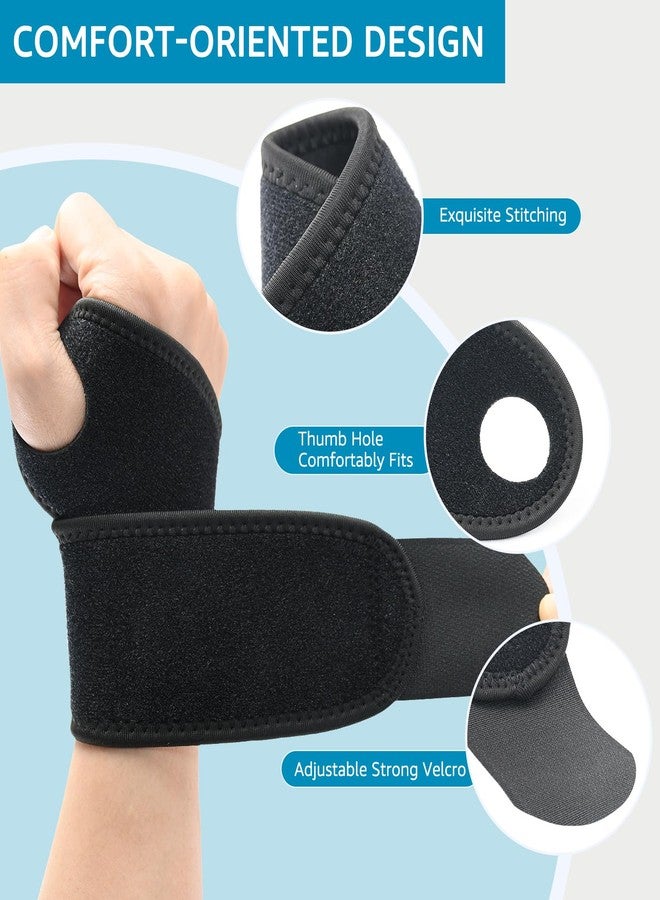 HiRui 2 Pack Wrist Brace Wrist Wraps for Carpal Tunnel Arthritis Tendonitis Sprains Pain Relief, Wrist Compression Straps for Workout Sports, Day & Night Support Adjustable Fits All (Black) - Image 4