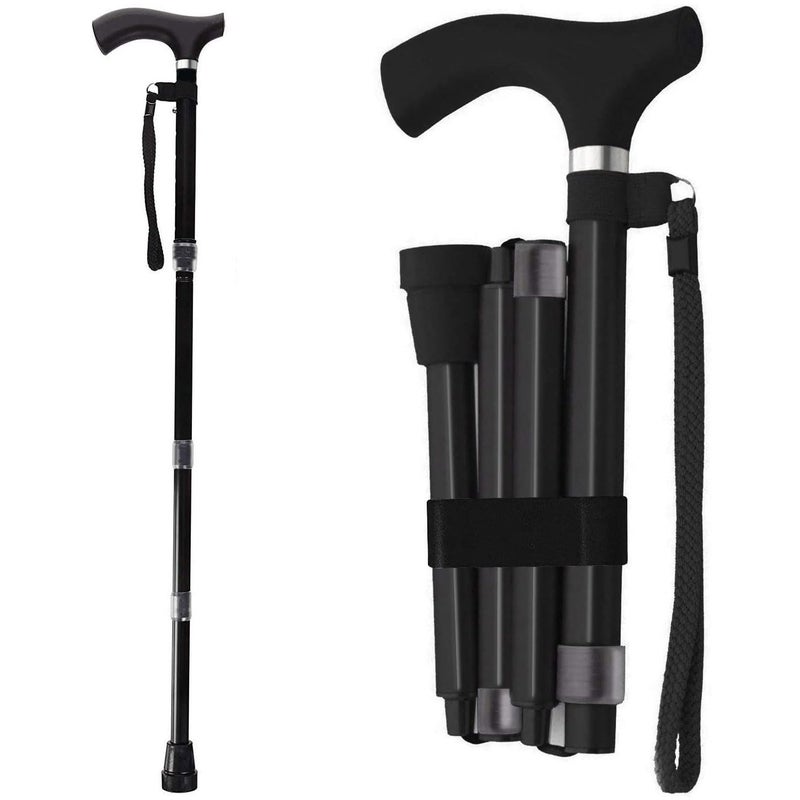 Switch Sticks Switch Sticks Walking Cane for Men or Women Foldable and Adjustable from 3237 Inches FSA and HSA Eligible Luxury Plain Black
