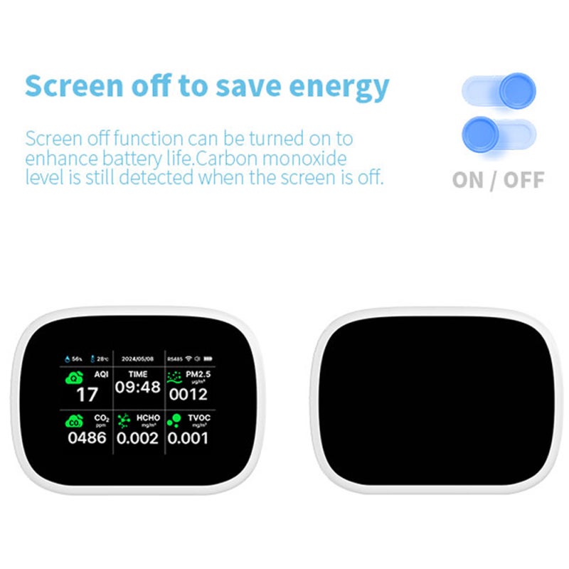Tuya WiFi 10in1 Air Quality Detector Household Portable AQI PM2.5 PM1.0 PM10 CO2 TVOC HCHO Tester TFT Display Multifunctional Time Temperature and Humidity Test Meter - Image 2