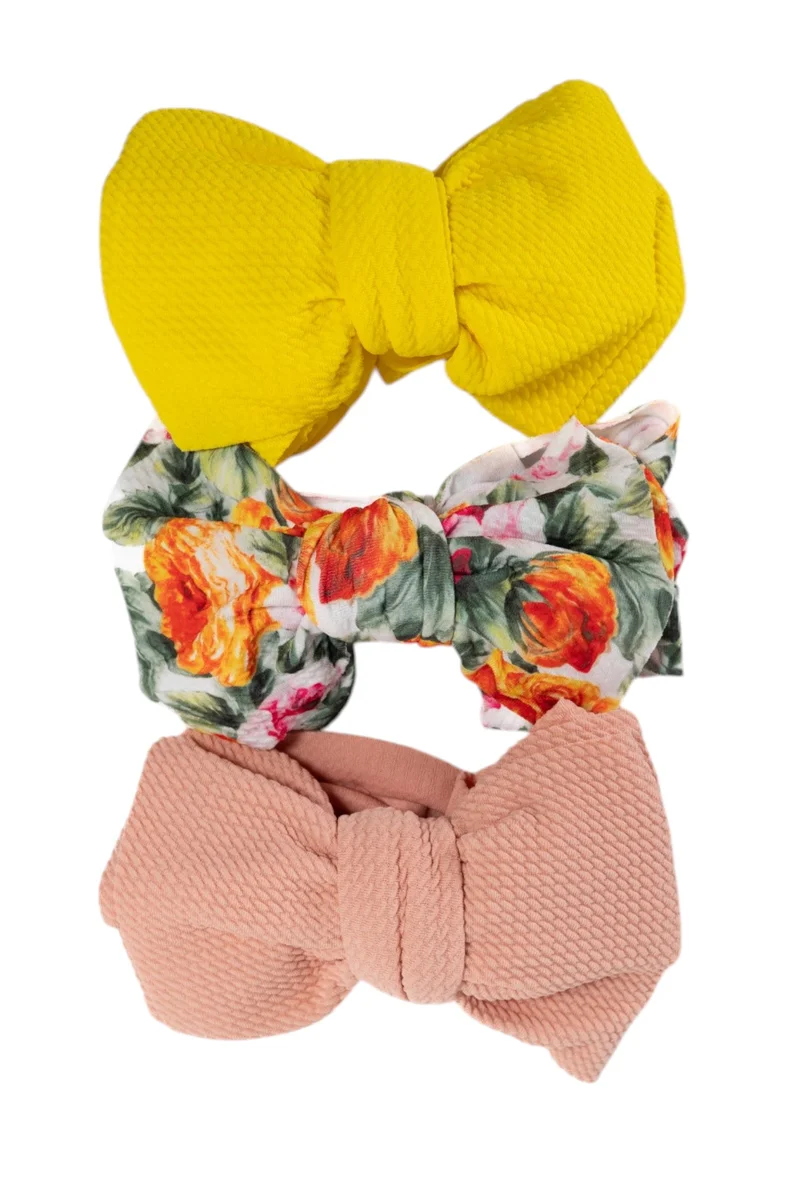 Bambimici Bambimici - Mira Assorted Big Ribbon Bow Headband for Babies - Multicolor, Yellow