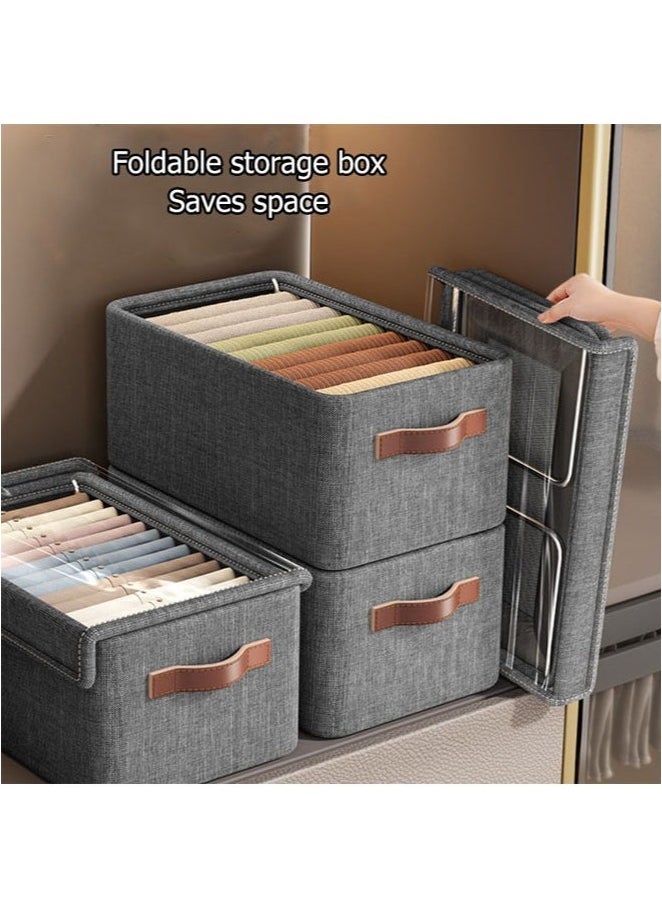 XiuWoo 6 PCS Foldable Storage Box with Lid and Metal Frame Bedroom,Hard board Large Size Cube Boxes,Clothes Storage and Organization Box Bins Storage Containers with super-hard fabric and metal bracket for strong support for Bedroom, Closet and Blankets Organization 60L  - Image 4