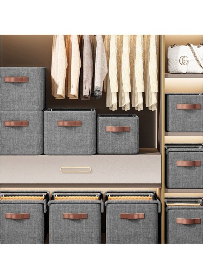 XiuWoo 6 PCS Foldable Storage Box with Lid and Metal Frame Bedroom,Hard board Large Size Cube Boxes,Clothes Storage and Organization Box Bins Storage Containers with super-hard fabric and metal bracket for strong support for Bedroom, Closet and Blankets Organization 60L  - Image 3