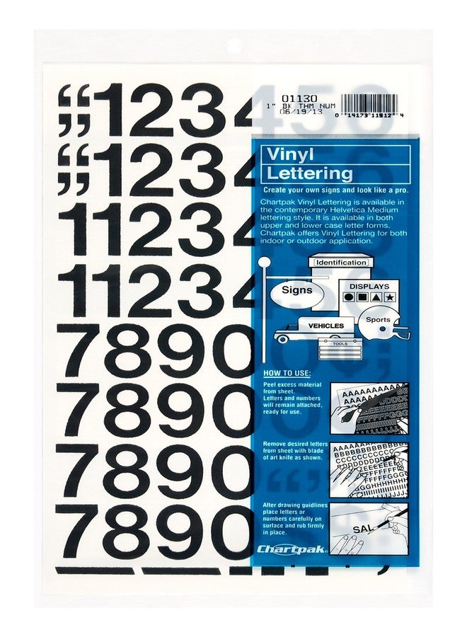 Chartpak Permanent Adhesive Vinyl Numbers,Black - Image 1