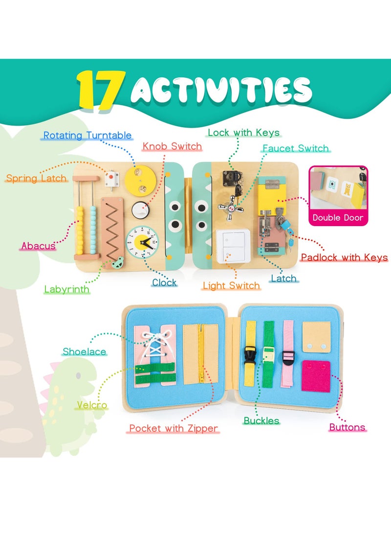 Wooden Busy Board for Kids, Montessori Busy Board Toys for 2 3 4 Years Old, Educational Toddler Activities to Develop Fine Motor Skills Sensory Toys for Plane and Car Journey, Boy & Girl Gift - Image 5