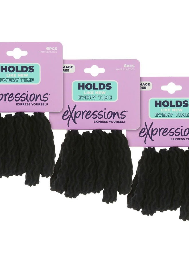 Expressions 18 Count Hair Tie Set in Classic Black - Waved Ponytail Elastic for Women and Girls - Hair Accessories Value Pack - Black Hair Ties for Everyday Use - Image 4