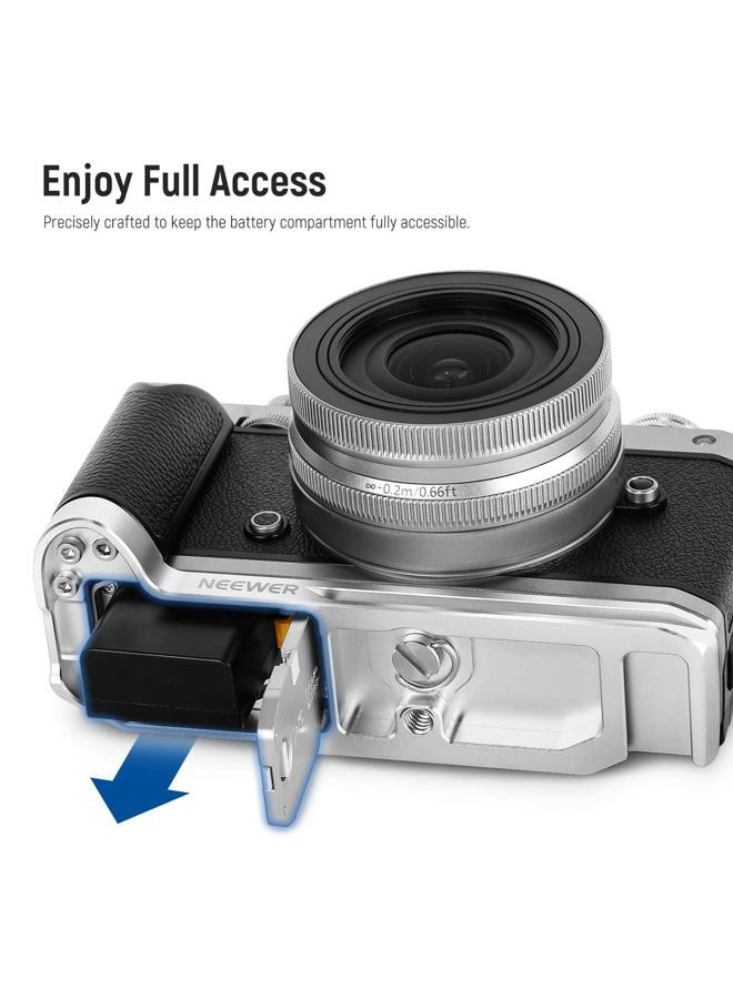 Neewer Camera Grip for Nikon Z fc, Aluminum Alloy L Shaped Handgrip with Retro Leather Handle, 1/4” Thread, Cold Shoe, and Arca Dovetail, Compatible with Nikon Z fc Mirrorless Camera (VS108) - Image 5