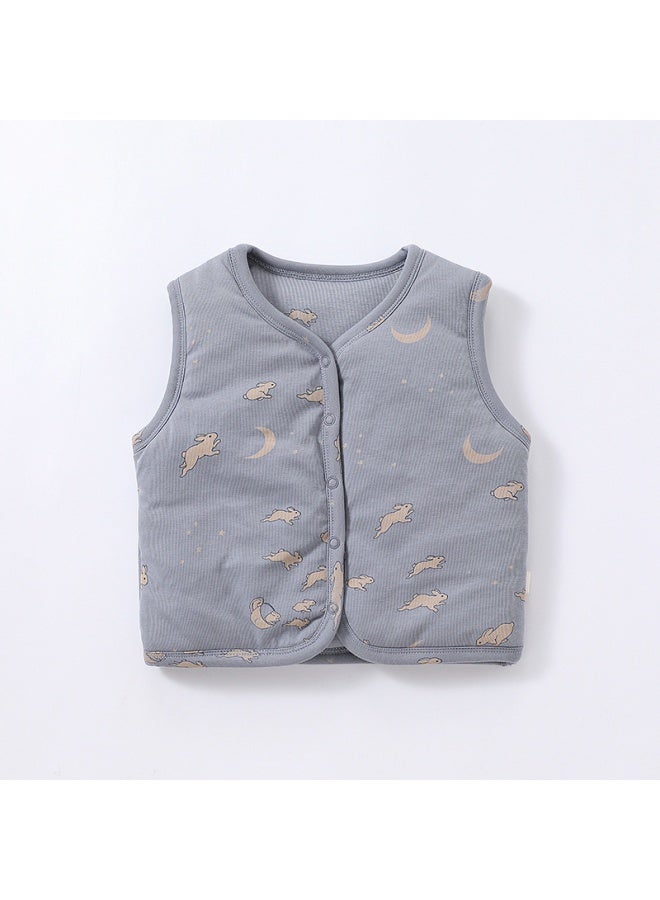 Children's Thickened Printed Vest Men's And Women's Warm Vest Double-layer Quilted Autumn And Winter Vest Newborn Outing Clothes