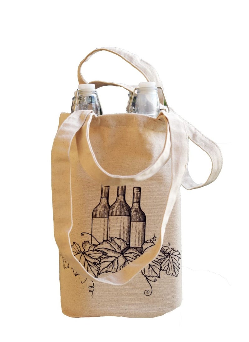 earthsave Earthsave Wine Bag for 4 Bottles with Double Handles | Reusable and Ecofriendly | Wine Bag for Gifting 