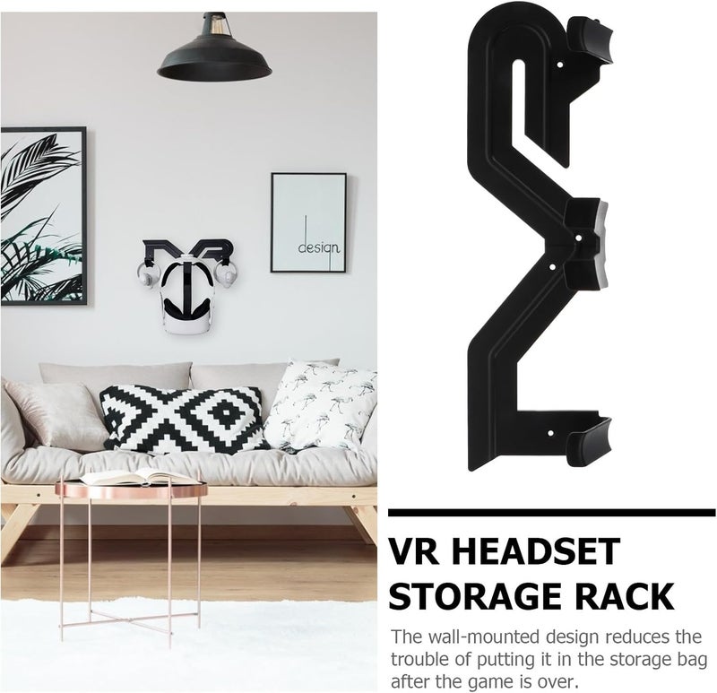 MAGICLULU Universal Vr Headset Wall-Mounted Storage Rack for Popular Vr Models 1/2, Black Plastic Convenient Wall Storage Holder for Gaming Accessories - Image 3
