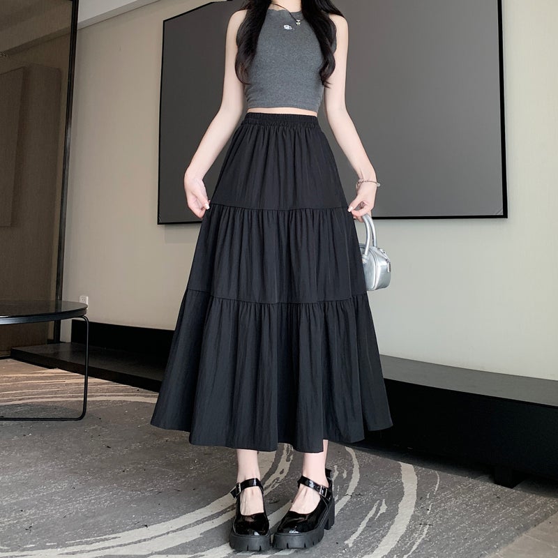 Pink Skirt Women'S Gentle Style High Waist Long Skirt Slim Look Small Cake Skirt - Image 1