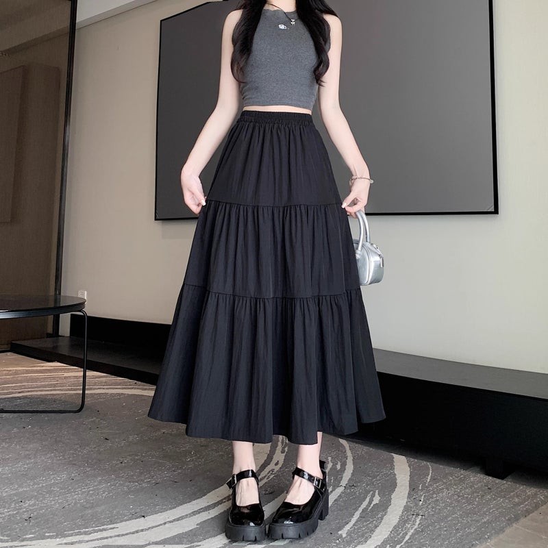 Pink Skirt Women'S Gentle Style High Waist Long Skirt Slim Look Small Cake Skirt - Image 5