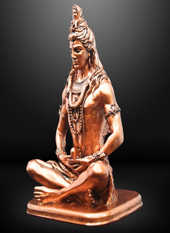 NEEANN Shankar Bholenath Shiva Murti-4.5 Inch Shiv Ji Idol Material-Polystone Colour-Brass, Copper, Silver-Perfect Statue for Car Dashboard Home and Office Decor Indian God AdiYogi Small Size (Copper) - Image 3