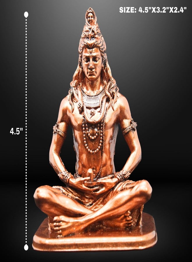 NEEANN Shankar Bholenath Shiva Murti-4.5 Inch Shiv Ji Idol Material-Polystone Colour-Brass, Copper, Silver-Perfect Statue for Car Dashboard Home and Office Decor Indian God AdiYogi Small Size (Copper) - Image 2