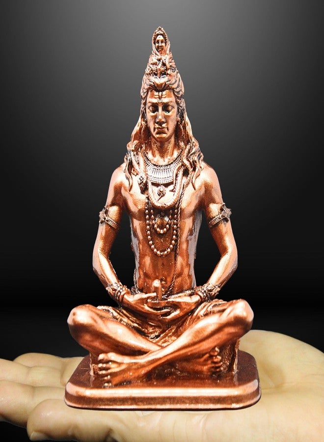 NEEANN Shankar Bholenath Shiva Murti-4.5 Inch Shiv Ji Idol Material-Polystone Colour-Brass, Copper, Silver-Perfect Statue for Car Dashboard Home and Office Decor Indian God AdiYogi Small Size (Copper) - Image 1