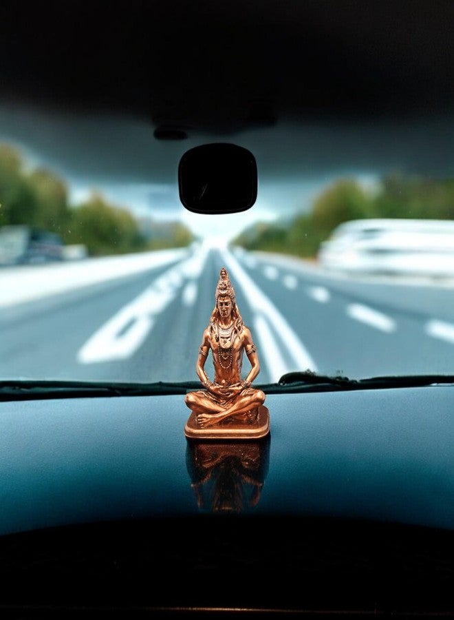 NEEANN Shankar Bholenath Shiva Murti-4.5 Inch Shiv Ji Idol Material-Polystone Colour-Brass, Copper, Silver-Perfect Statue for Car Dashboard Home and Office Decor Indian God AdiYogi Small Size (Copper) - Image 5