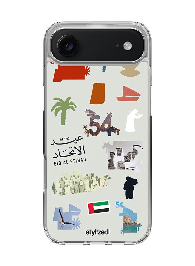 Stylizedd for iPhone Air Case [Compatible with MagSafe] Slim Magnetic cover Clear Phone Case - Eid Al Etihad 54th UAE National Day, Light Grey - Image 1