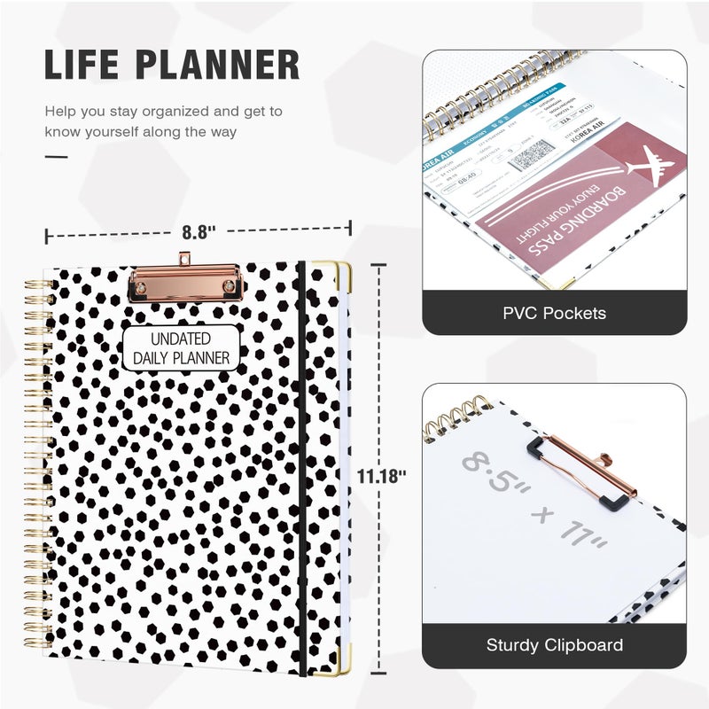 Ospelelf Undated Spiral Planner 12 Months, Daily Weekly and Monthly Academic Planner with Clip 8.5 x 11 - Image 2