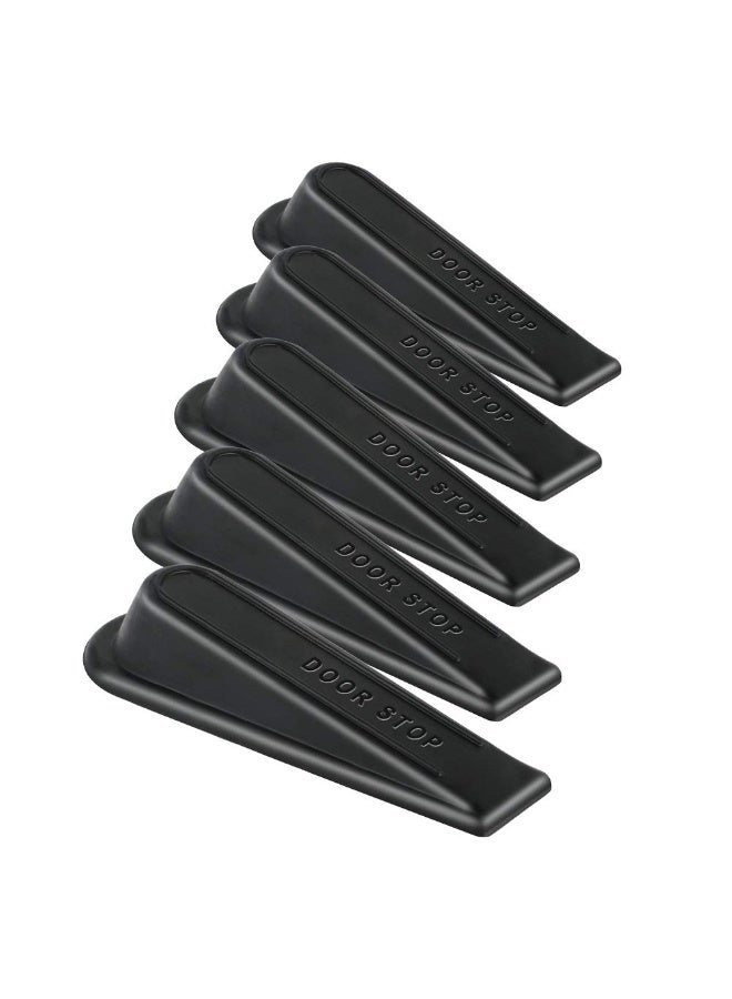 5 Pack Rubber Door Stopper Wedge – Non‑Scratch Anti‑Slip Design, Heavy Duty Doorstop for All Floors, Fits 1‑2 Inch Gaps, Black - Image 1