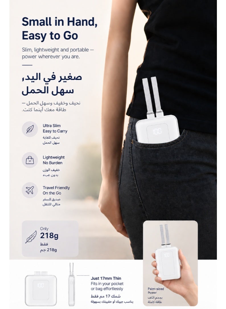 Power Bank, 20,000mAh 22.5W High-Speed Portable Charger with Built-In USB-C Cable, Battery Pack For iPhone 17/17 Air/17 Pro/17 Pro Max/16 Series, Galaxy, and More (20000 mAh) - Image 2