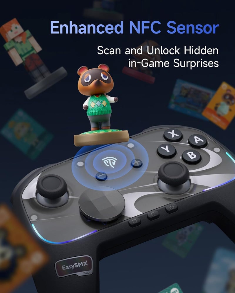 إيزي إس إم إكس وحدة تحكم EasySMX S10 لجهاز Switch 2/Switch/PC: تفعيل بضغطة زر واحدة، عصا تحكم مضادة للانحراف (TMR Anti-Drift Joystick)، أزرار ميكانيكية، جيروسكوب ثلاثي الأبعاد، وحدة تحكم بلوتوث مزودة بشاشة D-Pad قابلة للتغيير وإضاءة RGB. - Image 5