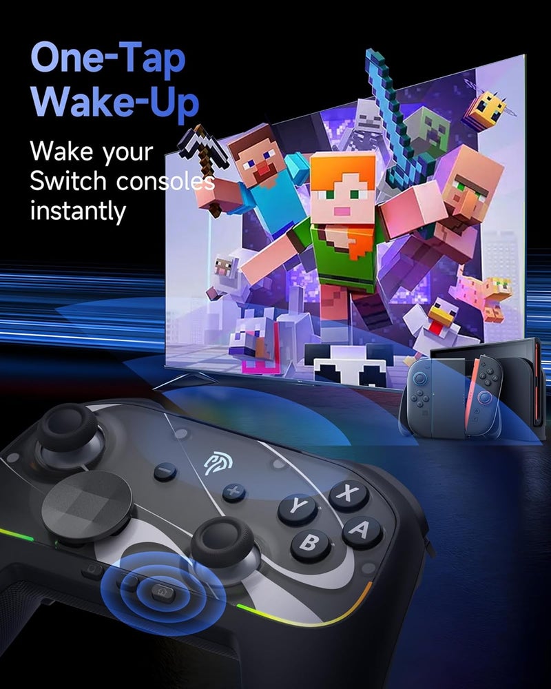 إيزي إس إم إكس وحدة تحكم EasySMX S10 لجهاز Switch 2/Switch/PC: تفعيل بضغطة زر واحدة، عصا تحكم مضادة للانحراف (TMR Anti-Drift Joystick)، أزرار ميكانيكية، جيروسكوب ثلاثي الأبعاد، وحدة تحكم بلوتوث مزودة بشاشة D-Pad قابلة للتغيير وإضاءة RGB. - Image 2