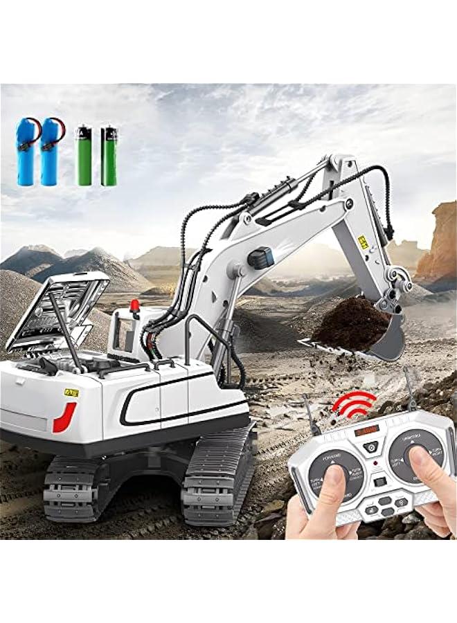 Remote Control Excavator Toys for Boys,Construction Rc Excavators for Kids Age 3 4-7 8 9 10 Year Old,Ideal Toys,Batteries Included(White)  - Image 1