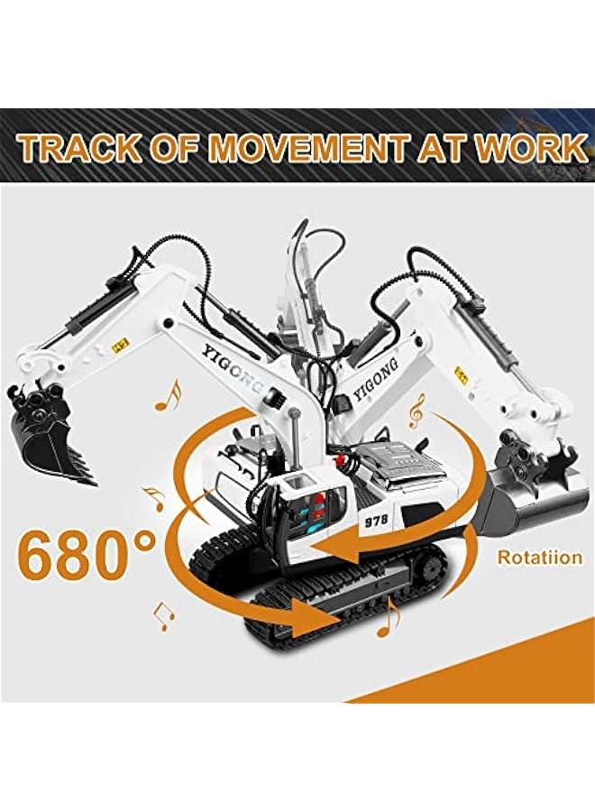 Remote Control Excavator Toys for Boys,Construction Rc Excavators for Kids Age 3 4-7 8 9 10 Year Old,Ideal Toys,Batteries Included(White)  - Image 2