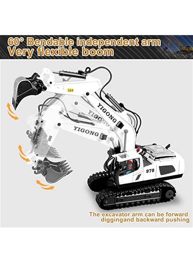 Remote Control Excavator Toys for Boys,Construction Rc Excavators for Kids Age 3 4-7 8 9 10 Year Old,Ideal Toys,Batteries Included(White)  - Image 3