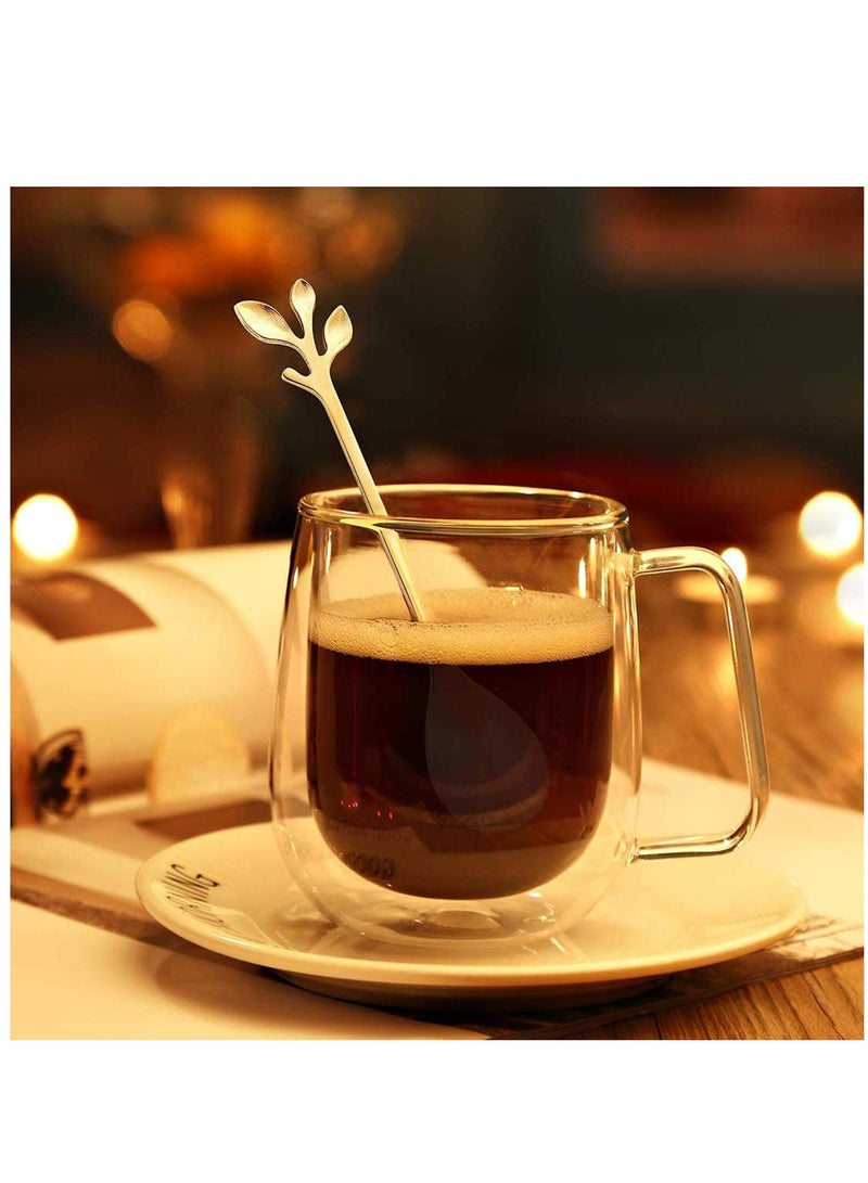 SYOSI مجموعة ملاعق شاي مثلجة مقبض طويل من الفولاذ المقاوم للصدأ مع ورق الذهب، ملاعق تحريك مبتكرة، أدوات مائدة مبتكرة، ملاعق حلويات، تحريك، الفولاذ المقاوم للصدأ من الدرجة الغذائية الممتازة، 6 قطع - Image 3