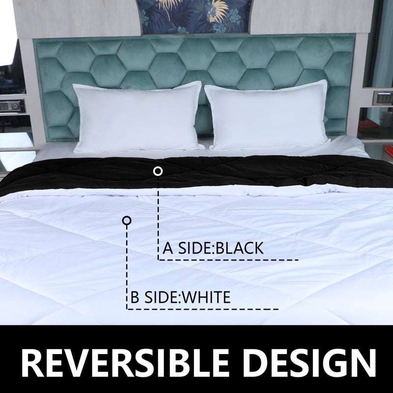 AVI Reversible Style 200 GSM Microfiber Double Comforter, Black-White, 90x100 Inches - Image 5