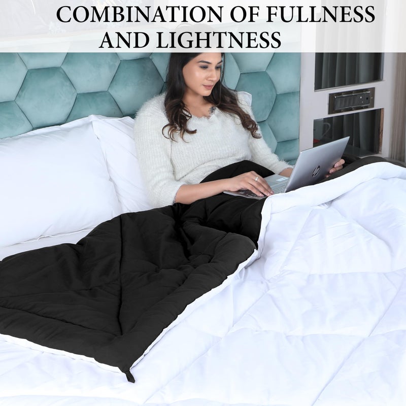 AVI Reversible Style 200 GSM Microfiber Double Comforter, Black-White, 90x100 Inches - Image 2