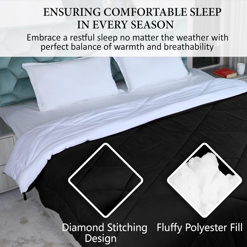 AVI Reversible Style 200 GSM Microfiber Double Comforter, Black-White, 90x100 Inches - Image 4