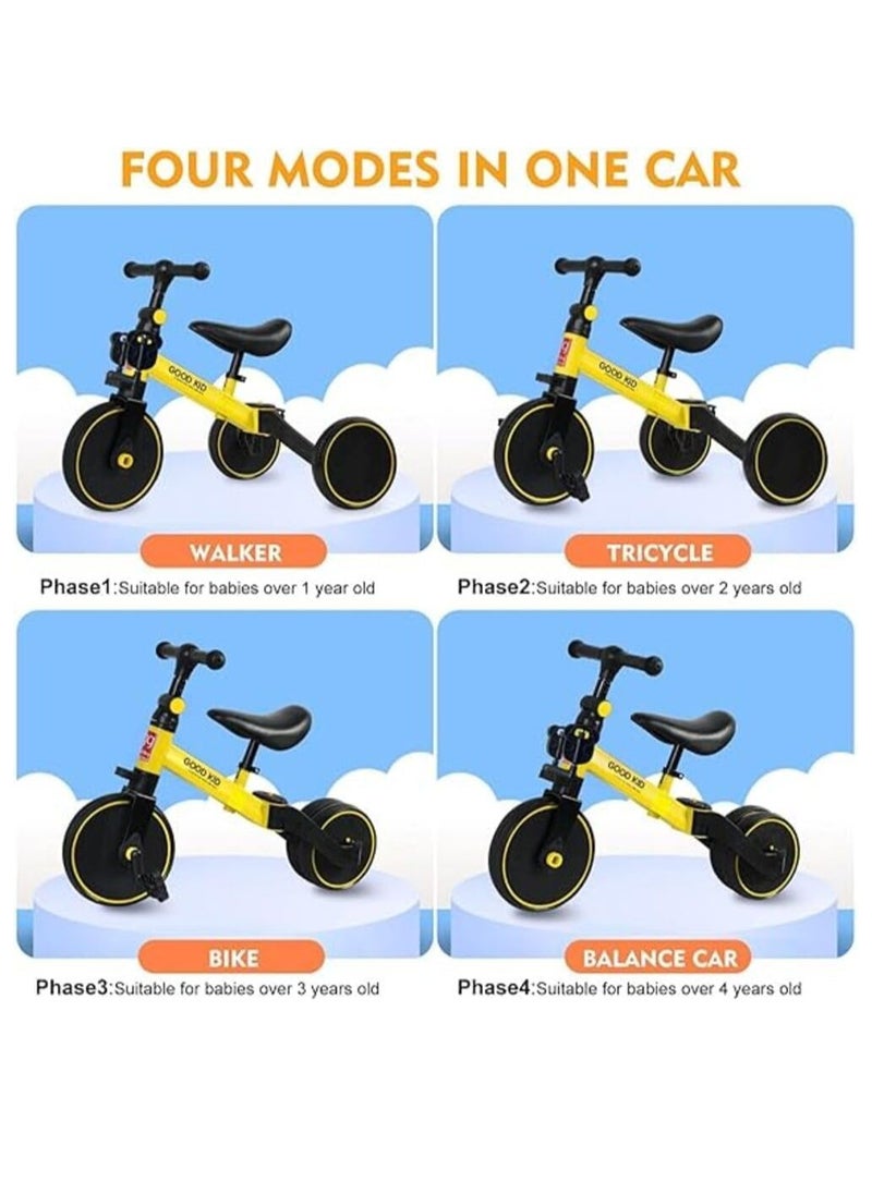 3-in-1 Kids Tricycle & Balance Bike – Yellow and Black | Adjustable Toddler Bike for Ages 1.5 to 4 Years  - Image 4