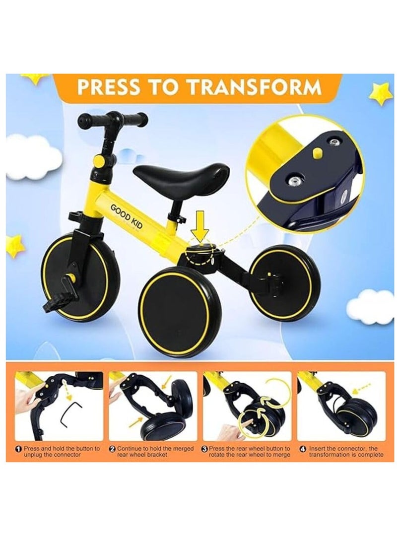 3-in-1 Kids Tricycle & Balance Bike – Yellow and Black | Adjustable Toddler Bike for Ages 1.5 to 4 Years  - Image 5
