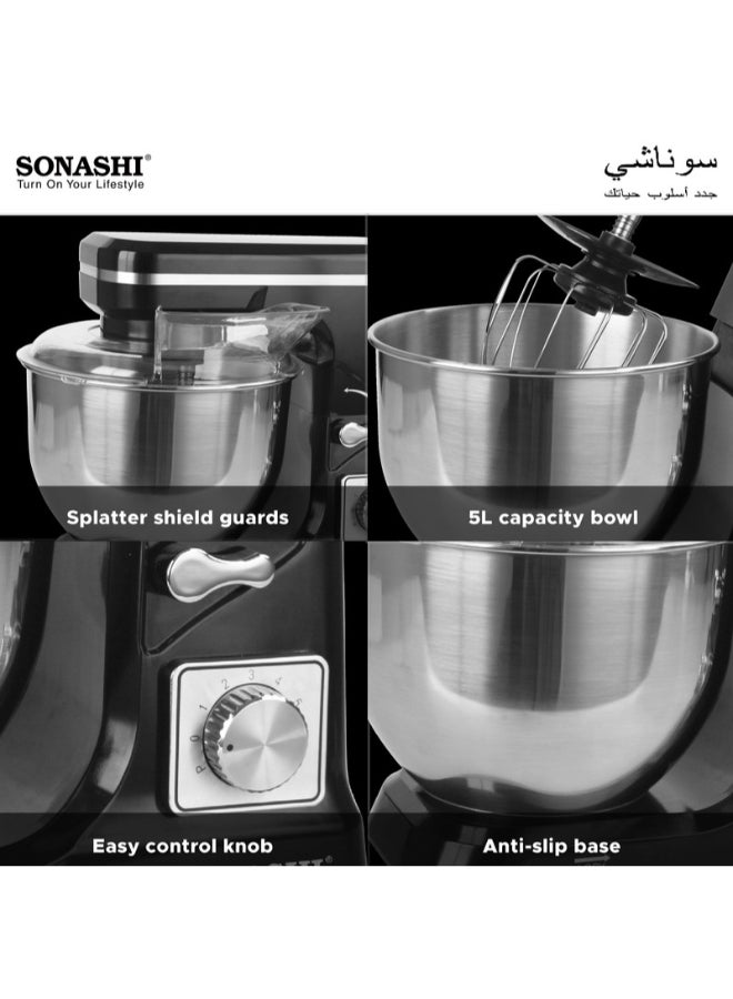 سوناشي خلاط مزود بحامل مصنوع من الستانلس ستيل 3 في 1 5 L 1000 W SMX-140 أسود/فضي - Image 5