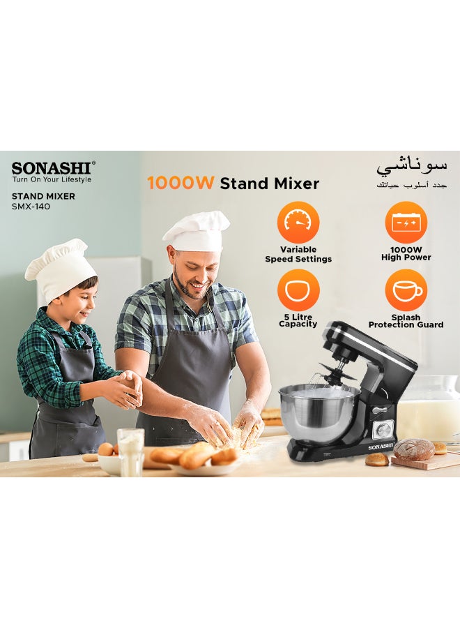 سوناشي خلاط مزود بحامل مصنوع من الستانلس ستيل 3 في 1 5 L 1000 W SMX-140 أسود/فضي - Image 2