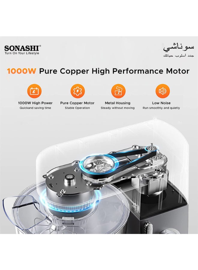 سوناشي خلاط مزود بحامل مصنوع من الستانلس ستيل 3 في 1 5 L 1000 W SMX-140 أسود/فضي - Image 4