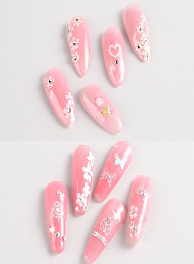 OSTTMA 30Sheets Floral Nail Art Stickers Decals 3D Self Adhesive White Flower Designs Nails Supplies White Flower Stickers with Rhinestones Nail Decorations for Women Manicure Transfer Tool Nails Wraps - Image 4