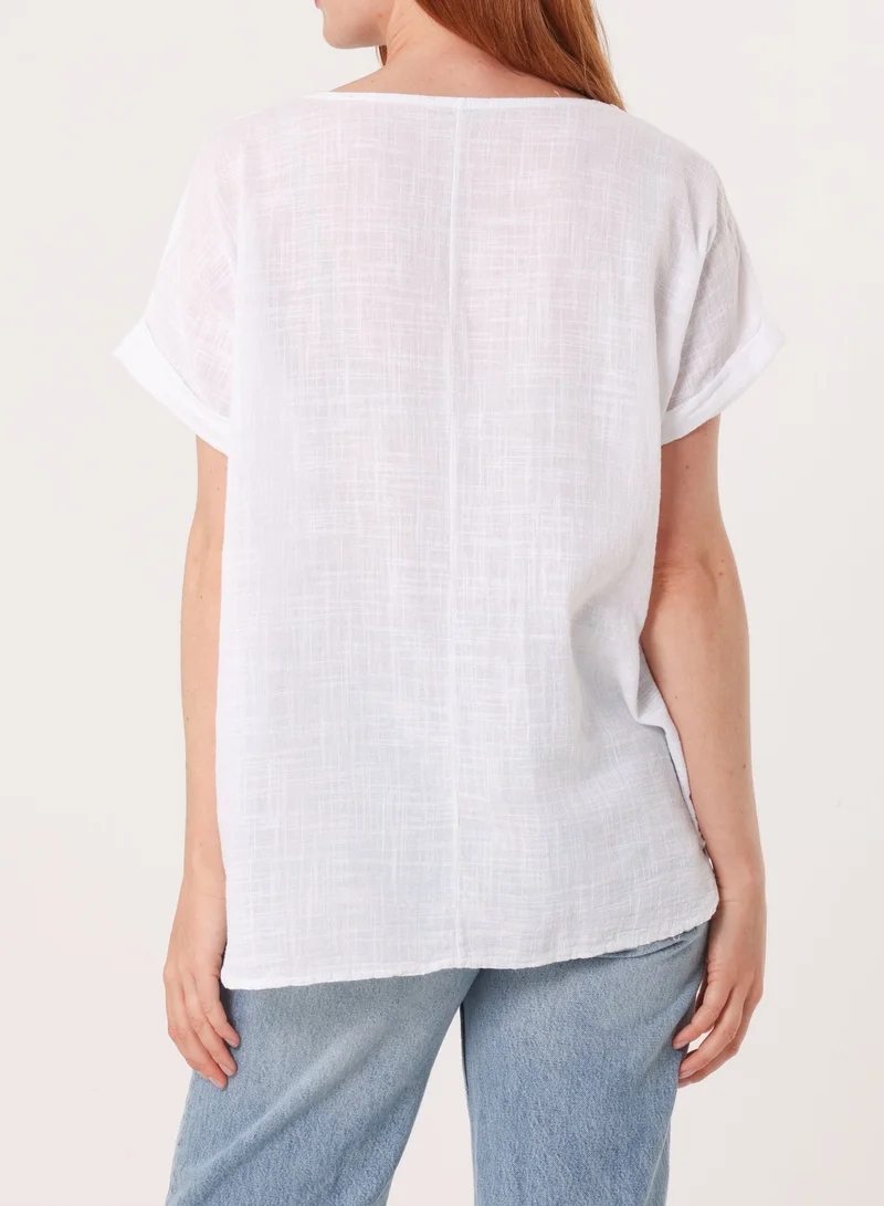 بلو فانيلا بلوزة بطبعة سمك قزحي