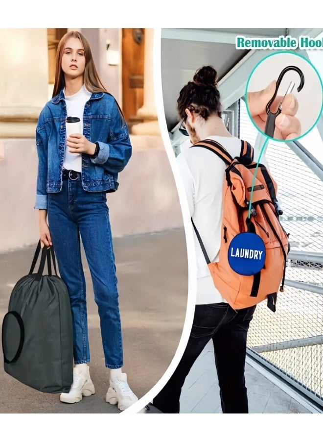 1 حزمة حقيبة غسيل قابلة للطي حقيبة تخزين سفر من قماش أكسفورد مقاومة للماء لون أسود حزام ربط منظم غسيل الملابس غسيل الملابس تخزين قابل للطي - Image 2