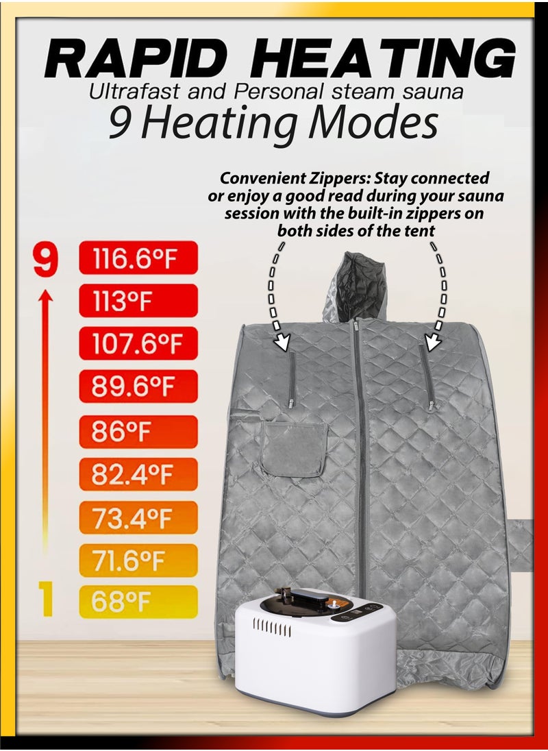 DBLEW - Personal Portable Sauna Tent Box With Timer Temperature Control Relaxation Detoxify Full Body Home Sauna Spa Massage Machine Kit With 2Liter Steamer Stress Reduction Improved Circulation And Wellness - Image 1